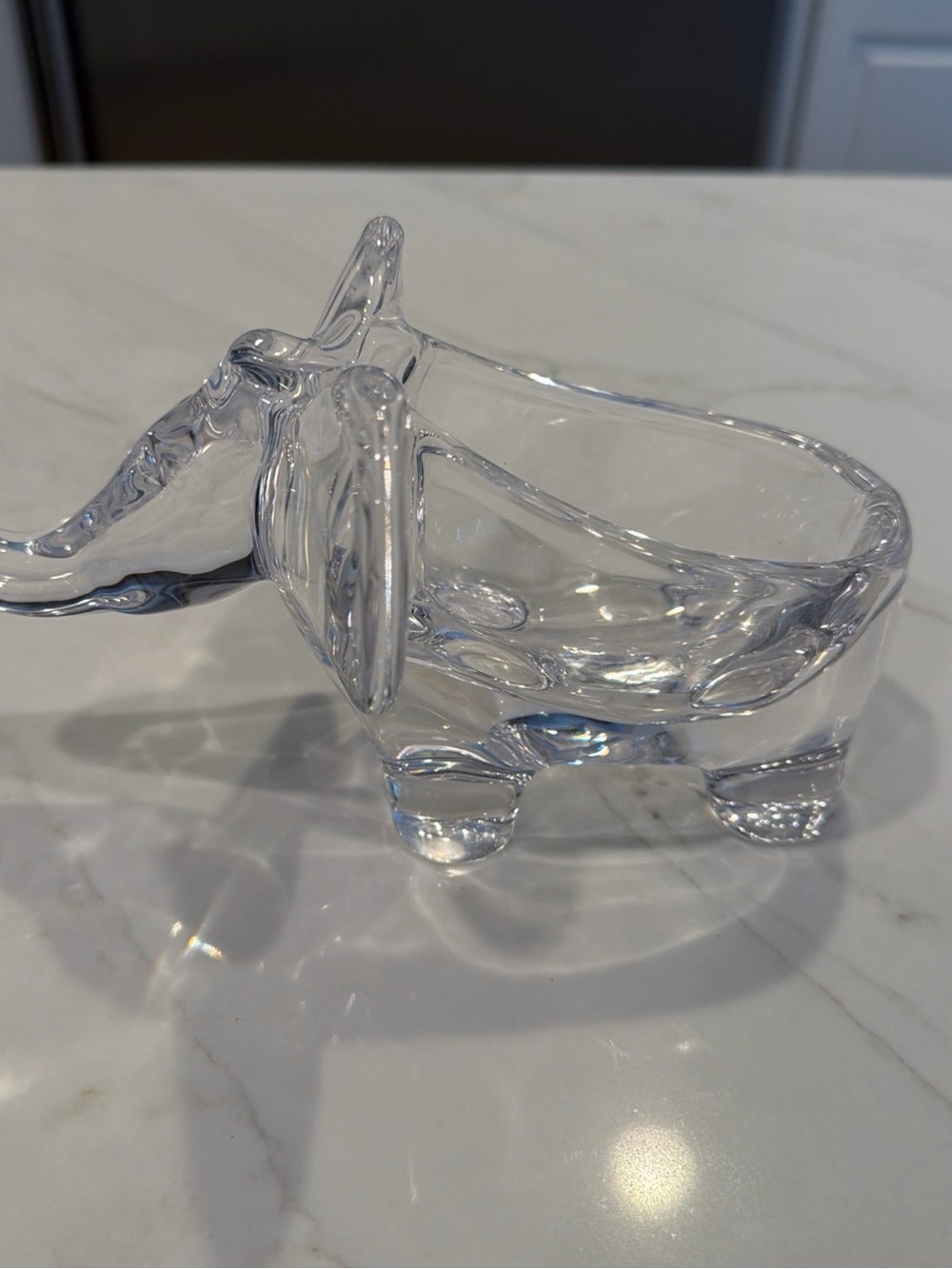 Vintage Clear Glass Elephant Trinket/Ring Holder/Jewelry Dish Art Vannes France